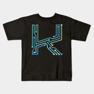 Alphabet K Circuit Typography Design Kids T-Shirt